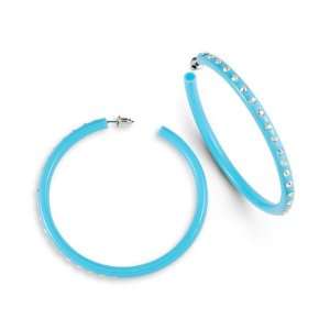    Rainbow Swarovski Crystal Light Blue Big Hoop Earrings: Jewelry