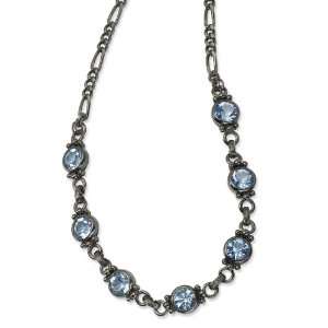   plated Faceted Light Blue Crystal Link 15.5in w/ext Necklace Jewelry