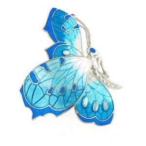   side view butterfly brooch with blue topaz and diamonds Jewelry