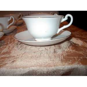  Vintage White & Gold Bone China Tea Cup & Saucer Set Made 