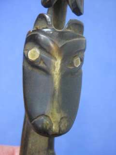   Antique Haida NW Indian Carved Totem Handle Carved Horn Serving Spoon