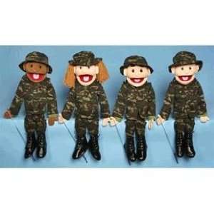  Boy with brown hair Army Soldier Full Body Puppet Toys 