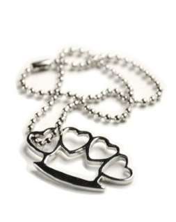    Switchblade Stiletto BRASS KNUCKLES HEART NECKLACE Clothing