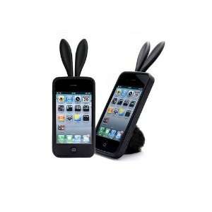  iphone 4 bunny silicone mobile phone cover black 