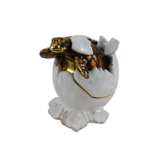 Hatching Sea Turtle Baby in shell Trinket Jewelry Box Bejeweled 
