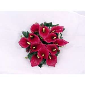    Burgundy/Red Calla Lily Candle Ring Centerpiece