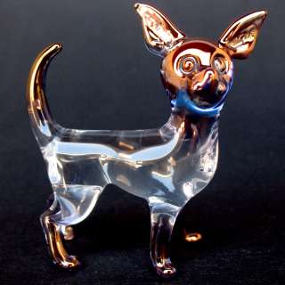 Chihuahua Figurine Blown Glass Crystal Sculpture  