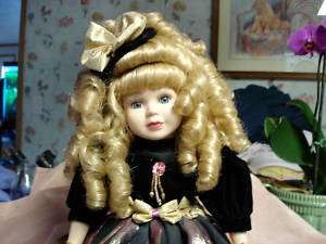 Brass Key Collection Porcelain Doll With Beautiful Hair  