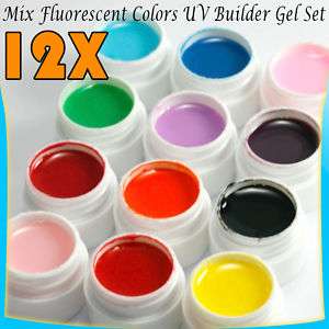 12 Mix Colors Nail Art Tips UV Builder Gel Set G109  