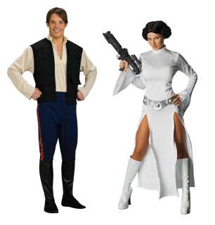   Wars Deluxe Han Solo Std & Princess Leia Small Couples Costume Set