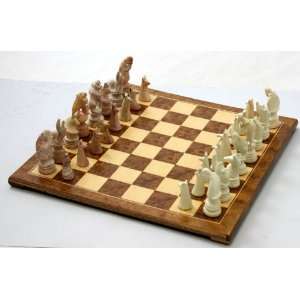  Soapstone Animal Chess Pieces With Board 