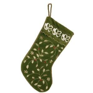  Good Tidings 8782227G Green Velvet Christmas Stocking