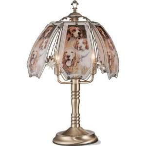   Dogs Gathering Theme Silver Chrome Base Touch Lamp