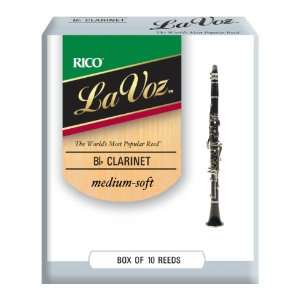  La Voz Bb Clarinet Reeds, Strength Medium Soft, 10 pack 