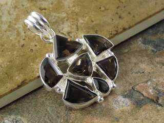 75 in _ silver pendant _ (*( * * genuine * * Brilliant Smoky Quartz 