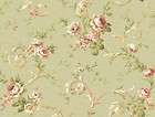 WALLPAPER SAMPLE Victorian Cabbage Rose on Green