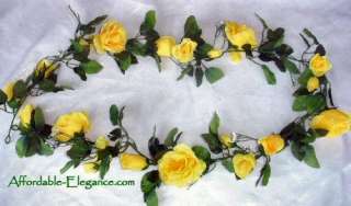 Yellow GARLAND Silk WEDDING Decor Flowers ROSES New  