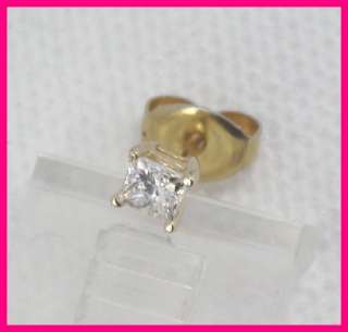 14kyg Single Princess Diamond Stud Earring .30 carats  