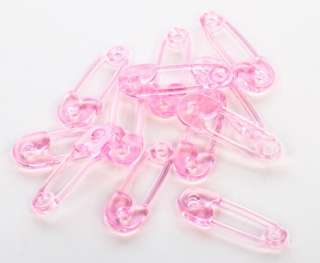 Clear Pink Plastic Baby Diaper Pins for Baby Showers decorations 