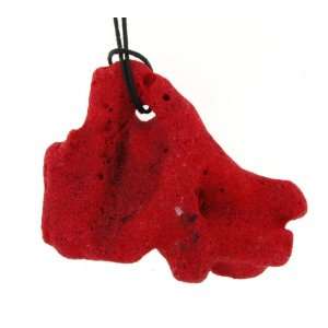 Dyed Red Sponge Coral Pendant with adjustable cord 