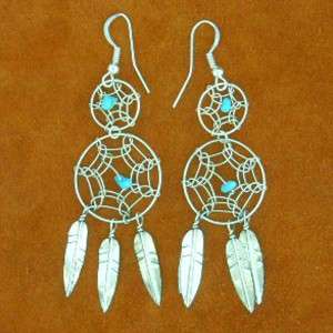 native american navajo turquoise double hoop dreamcatcher earrings our 