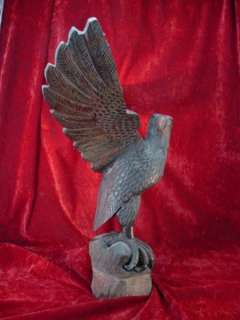 SUPERB Original 22x23 EAGLE SCULPTURE Hand Carved WOOD Statue CARVING 