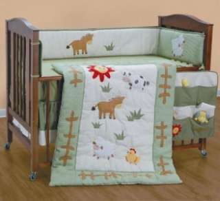LITTLE FARMER 4 piece Baby Quilt Crib Bedding Set  