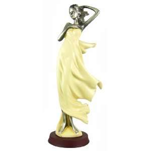   Silvered Finish Windblown Woman Statue Scratch & Dent: Home & Kitchen