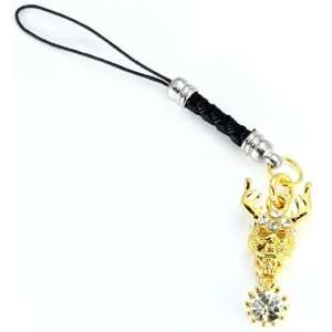    GOLDEN DEVIL HEAD with CZ Stones Cell Phone Charm  