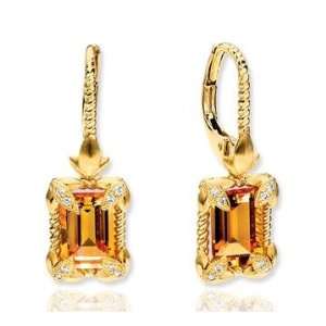   14k Yellow Gold Sophisticated Citrine Diamond Drop Earrings Jewelry