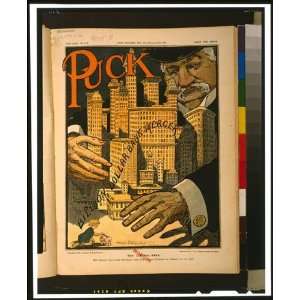   bank / Frank A. Nankivell 1910,Puck,J. Pierpont Morgan,NYC,Toy Bank