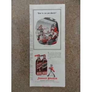 Johnnie Walker Scotch Whiskey,Vintage 40s print ad (men on airplane 