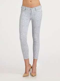 For All Mankind   Cropped Lace Print Skinny Jeans