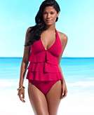    Kenneth Cole Reaction Swimsuit, Tiered Halter Tankini Top 