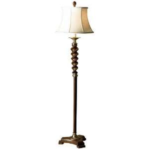  Myron Twist Wood Tone with Bronze Metal Floor Lamp: Home 