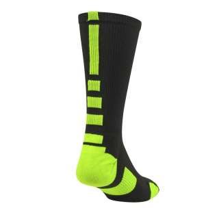 NEW TCK Elite Baseline Basketball Socks, Black/Neon Yellow, proDRI 