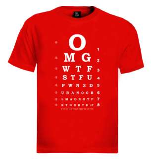 Eye Vision Exam Chart T Shirt Geek gamer nerd hacker  