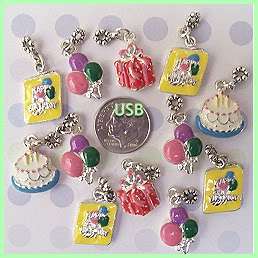 WHOLESALE 10 Colorful BIRTHDAY PARTY Theme Charms #104  