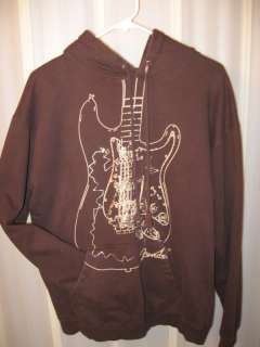 Fender Electric Guitar Brown Hoodie Sweatshirt Large  