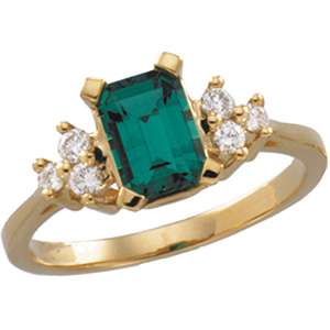 Chatham Created Emerald Diamond Ring 67669 14K  