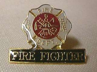   new Fire Fighter Maltese Cross Fire Department lapel or cap pin tac