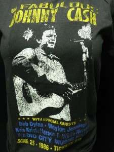 Johnny Cash folk rock tour concert 1986 womens t shirt  