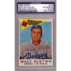 Walter Alston Autographed/Hand Signed 1960 Topps Card PSA/DNA Slabbed 