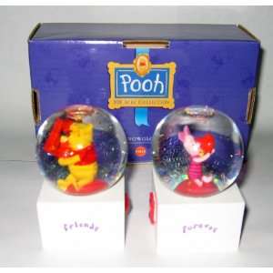  Disney Pooh and Piglet Friends Forever Mini Snowglobe set 