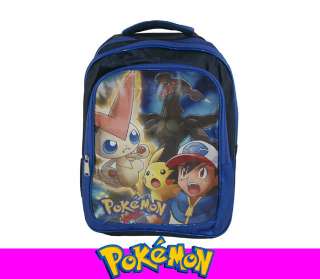   Victini Zekrom Pikachu Ash Backpack School Book Large Bag LC02a  