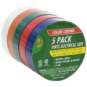Duck Brand 299020 1/2 Inch by 20 Feet Colored Electrical Tape with 5 