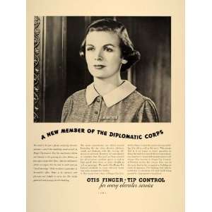   Elevator Operator Woman Finger Tip Control   Original Print Ad Home