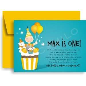   Cupcake, Custom Personalized Boy Birthday Invitation, by Doc Milo