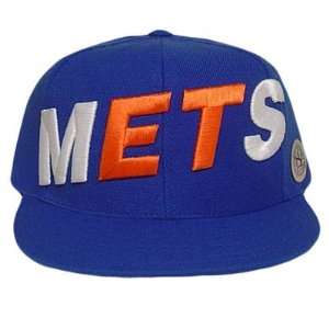  MLB NEW YORK METS FLAT BILL FITTED HAT CAP BLUE 7 1/8 