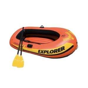 INTEX EXPLORER 200 2 PERSON INFLATABLE BOAT SET WITH OARS AND PUMP NEW 